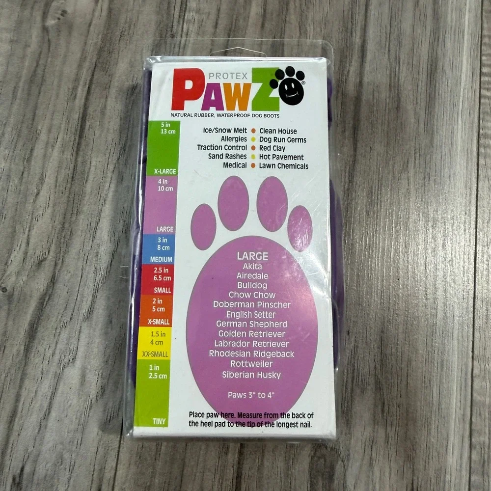 PawZ Rubber Dog Boots Large Waterproof Disposable‎ Reusable 12 Pack Purple